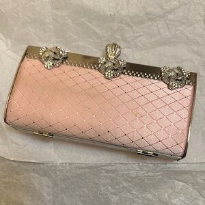 Elegant Pink Clutch with Silver Accents